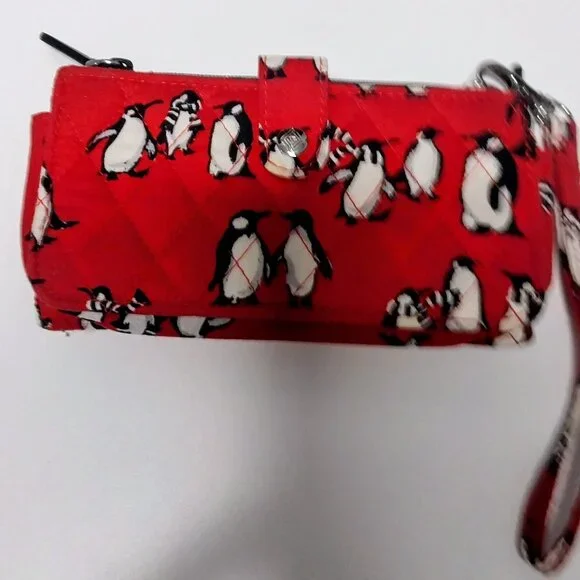 Vera Bradley RFID Wallet Wristlet in Playful Penguins Red - Picture 2 of 13